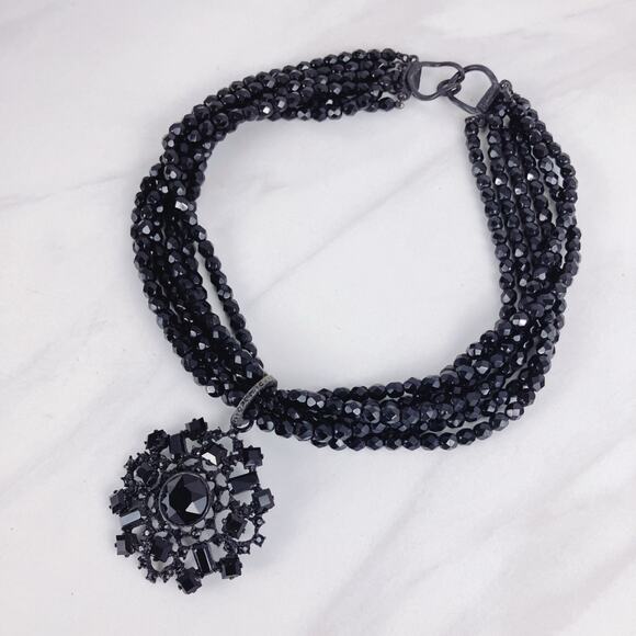 VTG Signed RJ Graziano Beaded Choker Necklace Filigree Pendant Gothic Y2K EUC - Picture 2 of 11